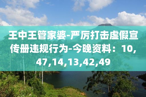 王中王管家婆-严厉打击虚假宣传册违规行为-今晚资料：10,47,14,13,42,49