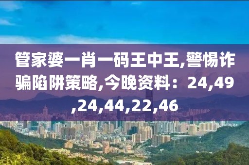 管家婆一肖一码王中王,警惕诈骗陷阱策略,今晚资料：24,49,24,44,22,46