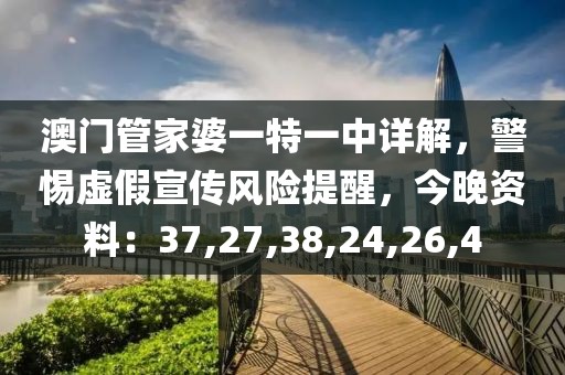 澳门管家婆一特一中详解，警惕虚假宣传风险提醒，今晚资料：37,27,38,24,26,4