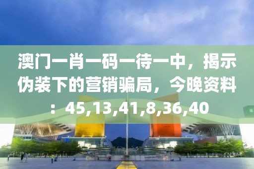 澳门一肖一码一待一中，揭示伪装下的营销骗局，今晚资料：45,13,41,8,36,40